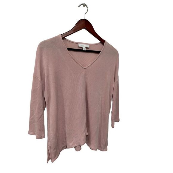 Pure Jill Sand Washed Pink V-Neck Long Sleeve Top Size PS Petite Quiet Luxury - Picture 1 of 11